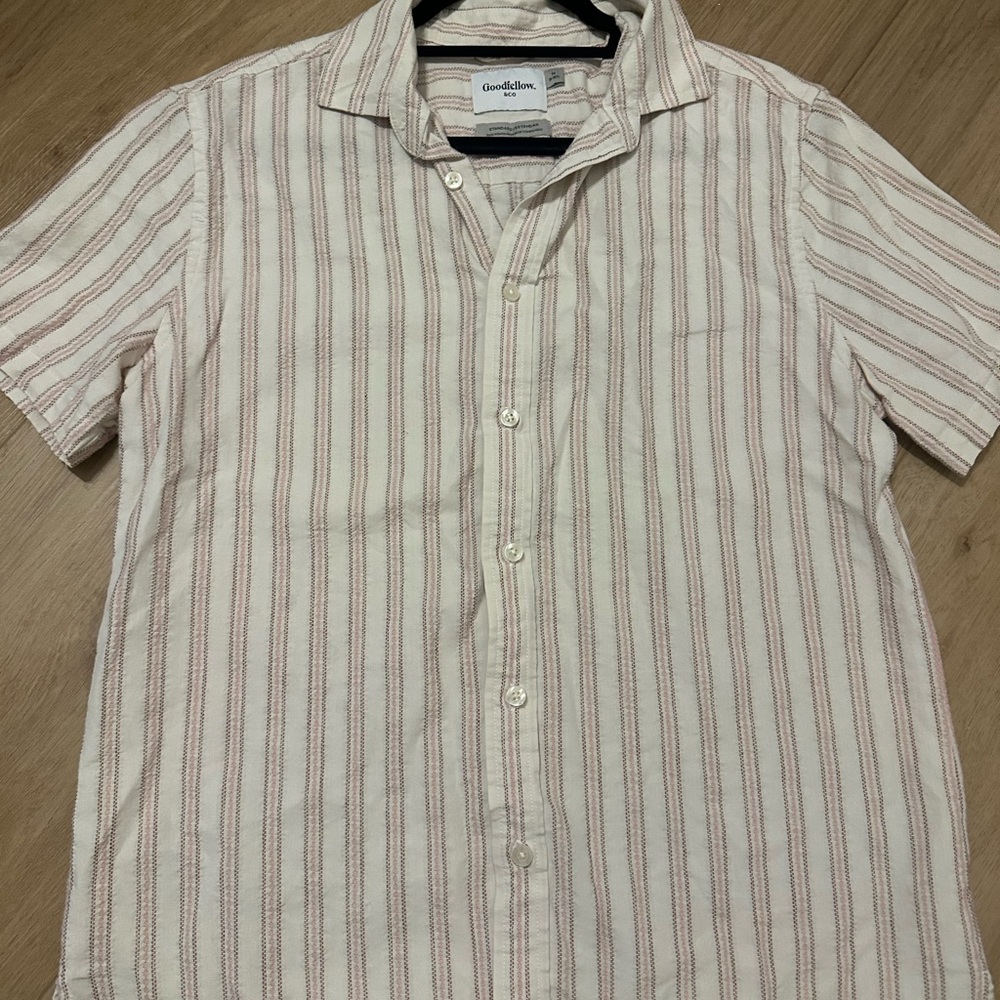 Goodfellow & Co Men's Casual Striped Shirt - Cream,Brow, Pink